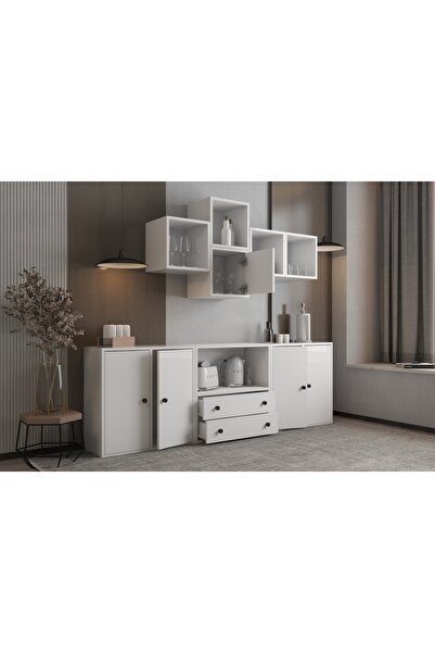 Nettrends Geniş Alanlı Çok Bölmeli Modüler Mutfak Dolabı, Kiler ve Servis Ünitesi