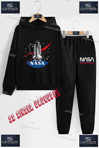 SS SİNSER Children's Unisex Hooded Tracksuit Set with the Print "Space Shuttl...