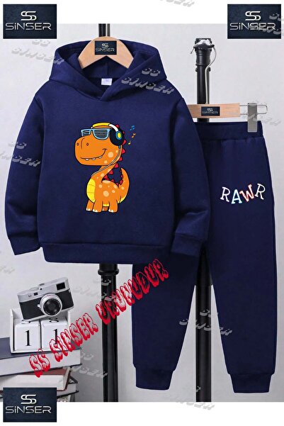 SS SİNSER Set de trening cu hanorac imprimat pentru copii, unisex, "RAWR DINO...