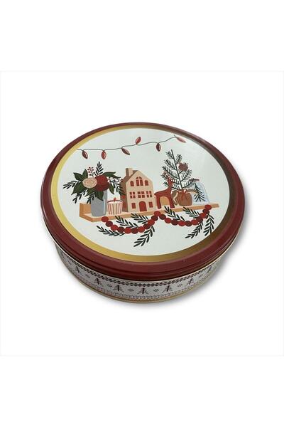 The Byzia Christmas Patterned Cookie Box - Metal Storage Box - Christmas Box