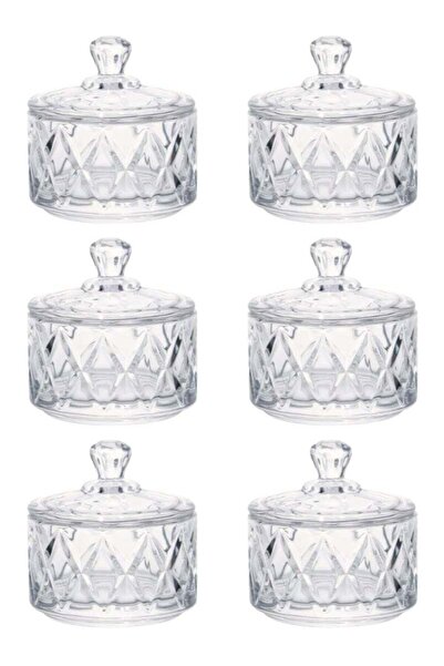 SUPPLIER ٦ أوعية سكر زجاجية بأغطية | أطباق حلويات متعددة الاستخدامات، برطمانا...