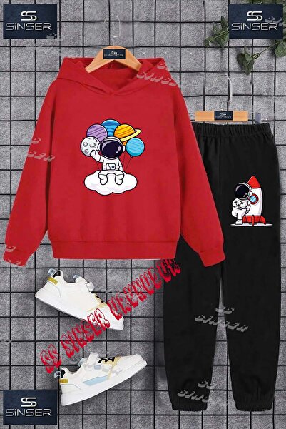 SS SİNSER Children's Unisex Printed Hooded Tracksuit Set with the Text: "Astr...