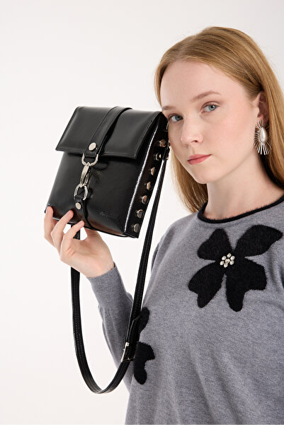 Enchante Siyah Kırışık Rugan Kadın Çanta