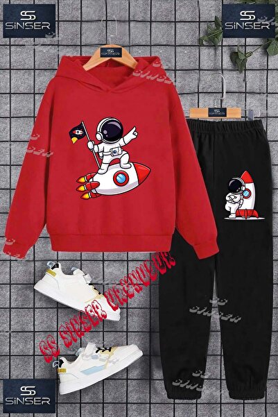 SS SİNSER Children's Unisex Printed Hoodie and Sweatpants Set with the Text: ...