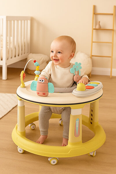 Baby Walker with Music Speaker & Toys | Adjustable Seat, 360 Wheels, Safe Learning for Infants