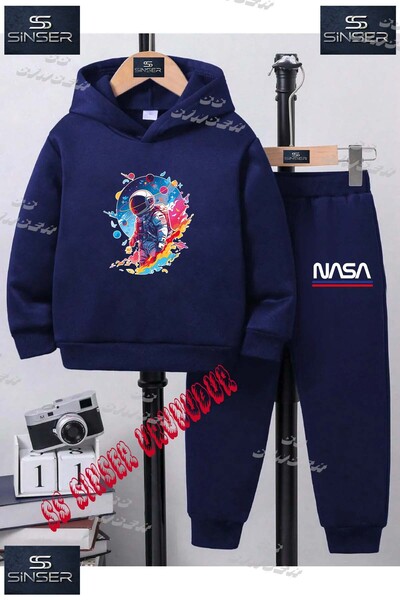 SS SİNSER Children's Unisex Printed Hooded Tracksuit Set with a Colorful Patt...