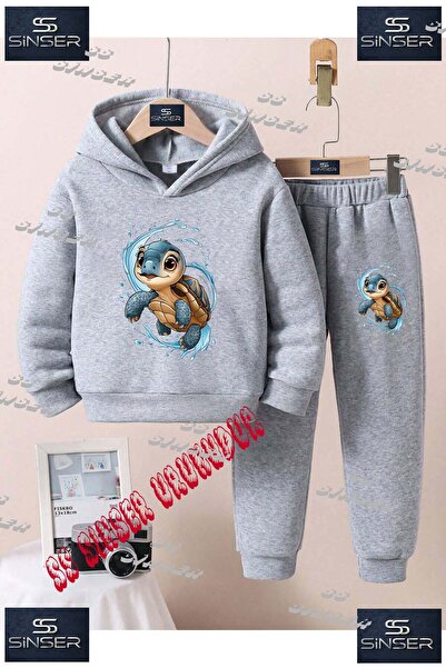 SS SİNSER Children's Unisex Hooded Tracksuit Set with the Print "Karette Kare...