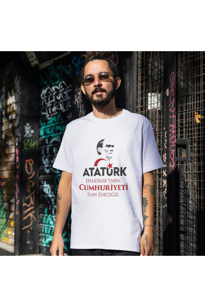 ALPŞAN TİCARET Republic Day T-Shirt October 29 T-Shirt 102. Year Unisex Kids Adult White T-Shirt