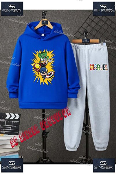 SS SİNSER Παιδικό Unisex Σετ Φούτερ με Κουκούλα και Στάμπα "MARVEL 4LE SARI T...