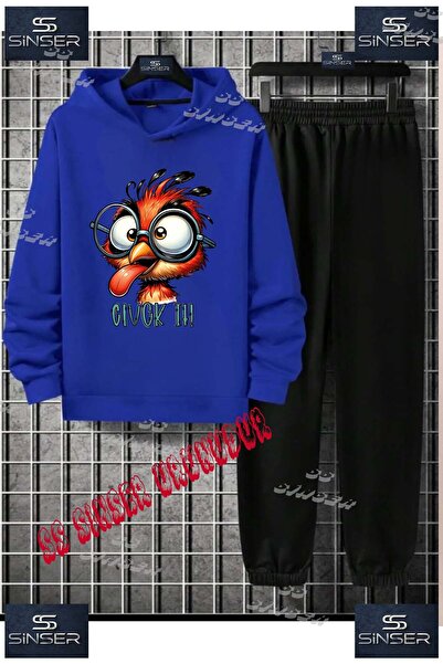 SS SİNSER Детски унисекс "KUS CIVCK GOZLUKLU" спортен екип с качулка и принт