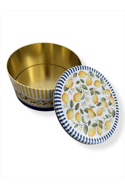 The Byzia Patterned Cookie Box, 24 Cm, 3.6 Liters - Storage Container - Gift Box Metal