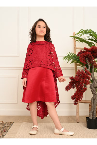 FULLJOY Elegant girls' dress, red