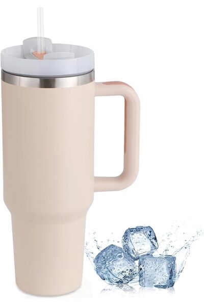 Generic Quencher Flowstate Tumbler Thermos Cup with Straw 1.18L Black | Stainless Steel Water Bottle