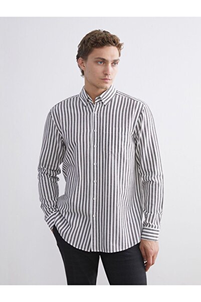 LC Waikiki SOUTHBLUE Regular Fit Long Sleeve Striped Men's Shirt