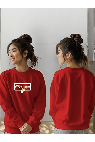 ArtYus سويت شيرت برقبة دائرية وأكمام طويلة للجنسين مطبوع عليه البيتزا