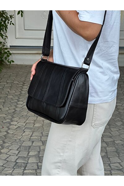 Deribag Valódi bőr, keresztpántos, alkalmi táska, női válltáska, sötétbarna 27*22*8 cm