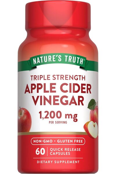 Nature's Truth كبسولات خل التفاح سريعة المفعول ثلاثية القوة، 1200 مجم، 60 كبسولة