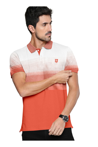 LAUREN SMITH Men’s Cotton Rich Polo T-shirt in Stripes