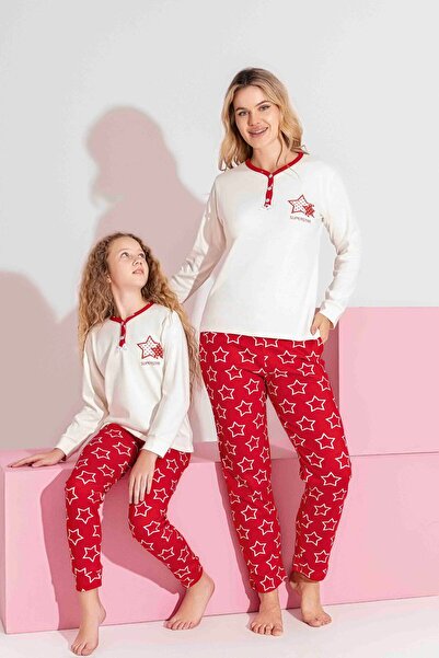 Tarık Mother-Daughter Matching Long Sleeve Interlock Family Matching Pajama Set-3198
