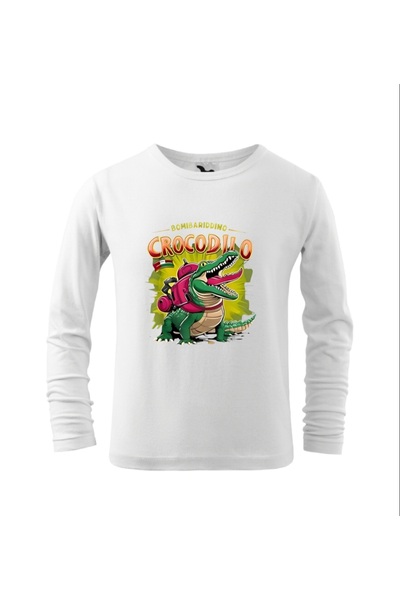 Malfini Kids Cotton T-Shirt Long Sleeve Personalized Bombardino Crocodilo