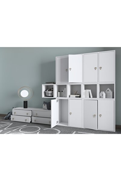 Nettrends Çok Fonksiyonlu, 8 Kapaklı ve 4 Çekmeceli Çok Amaçlı Dolap