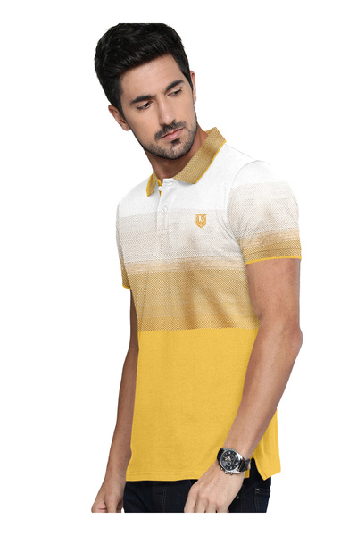 LAUREN SMITH Men’s Cotton Rich Polo T-shirt in Stripes