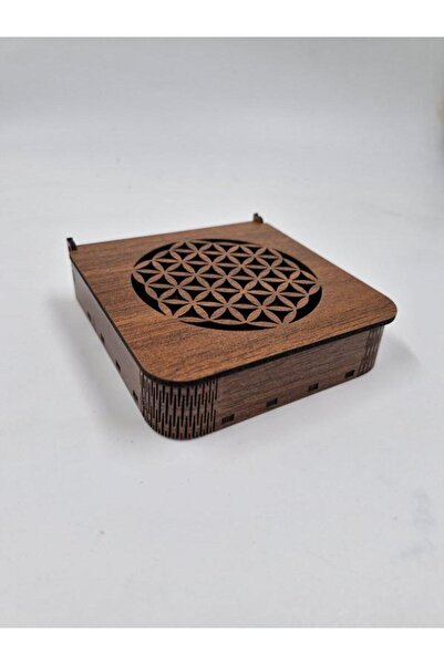 Mu Art Ahşap صندوق ديكور خشبي 12 سم × 12 سم × 3 سم رقم 2