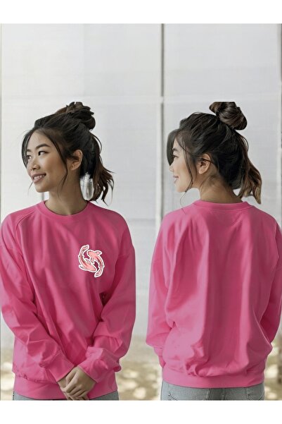 ArtYus Φούτερ Unisex με μακρύ μανίκι ροζ Koi Transfer με τύπωμα με λαιμόκοψη ...