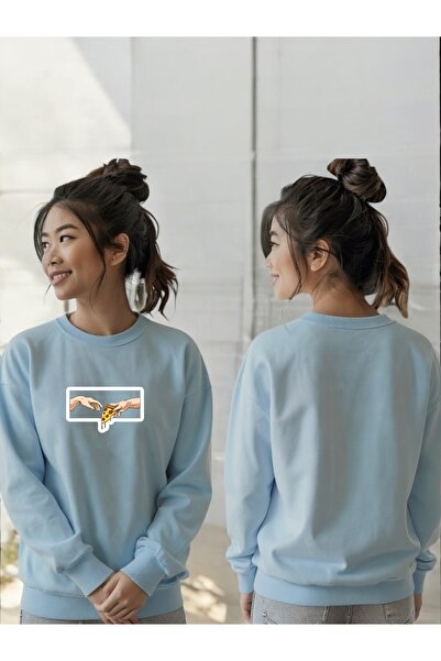 ArtYus سويت شيرت برقبة دائرية وأكمام طويلة للجنسين مطبوع عليه البيتزا