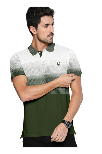 LAUREN SMITH Men’s Cotton Rich Polo T-shirt in Stripes
