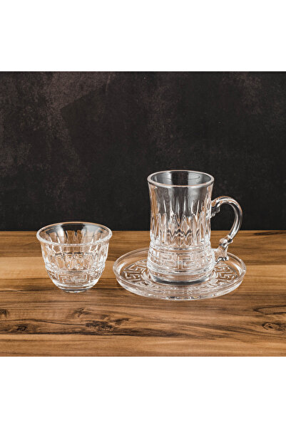 Dania Luxury 36-piece glass hospitality set (12 tea cups + 12 tea saucers + 12 Saudi coffee cups)