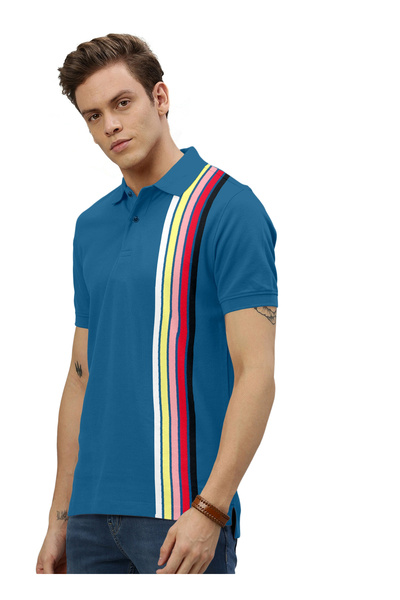 LAUREN SMITH Men’s Cotton Rich Polo T-shirt in Stripes
