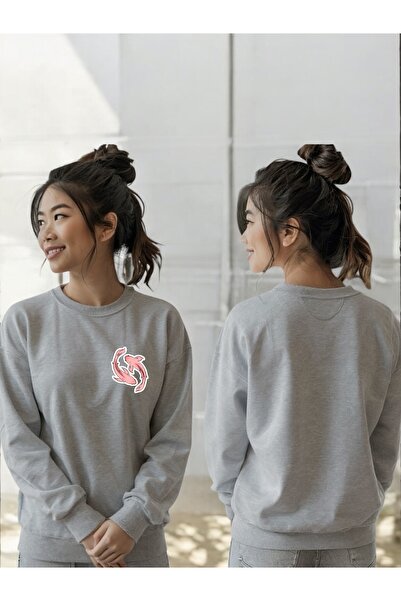 ArtYus Φούτερ Unisex με μακρύ μανίκι ροζ Koi Transfer με τύπωμα με λαιμόκοψη ...