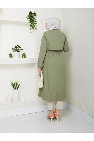 Vibeys Collection Women's Trench Coat with Tie Detail and Lining