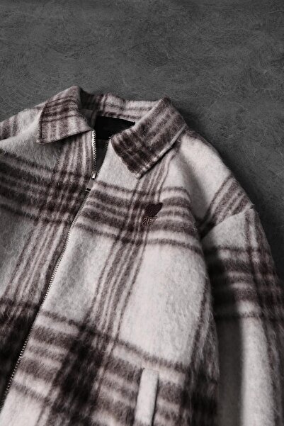 Slatra Чоловічий бежевий шерстяний піджак на блискавці з підкладкою