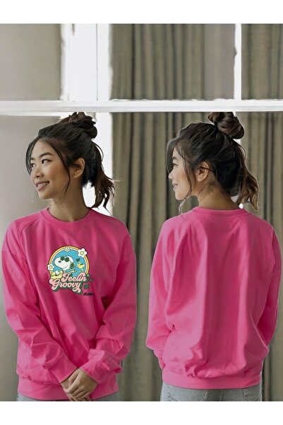 ArtYus سويت شيرت برقبة دائرية مطبوع عليه سنوبي فيلينج جروفي بأكمام طويلة للجنسين