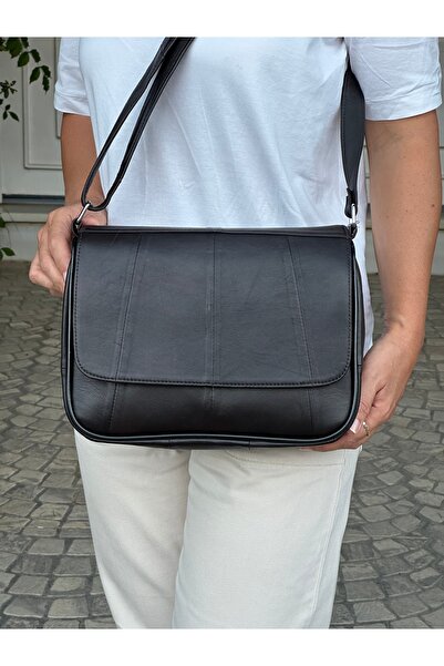 Deribag Valódi bőr, keresztpántos, alkalmi táska, női válltáska, sötétbarna 27*22*8 cm