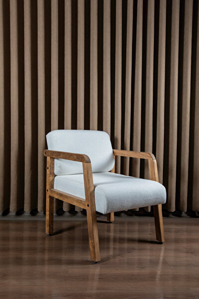 aber teka naturalis decorat et lux Bohem Doğal Ahşap, Açık Ceviz Renk, Mikro Fiber Buklet Kumaş Berjer