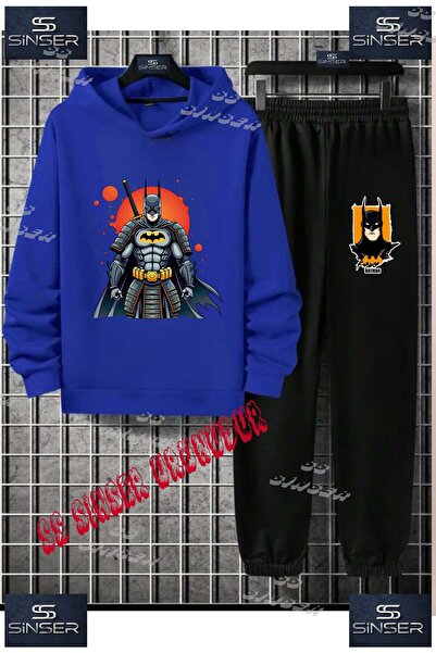 SS SİNSER Παιδικό Unisex Σετ Φούτερ με Κουκούλα και Στάμπα "BATMAN ORANGE CIR...