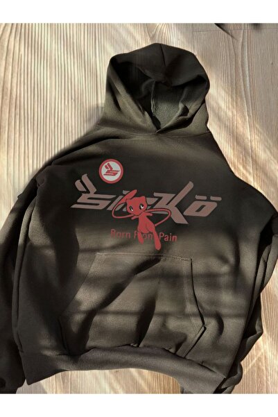 MAYDAY CULTURE Μαύρο φούτερ με τρεις κλωστές, unisex oversize με στάμπα DTF