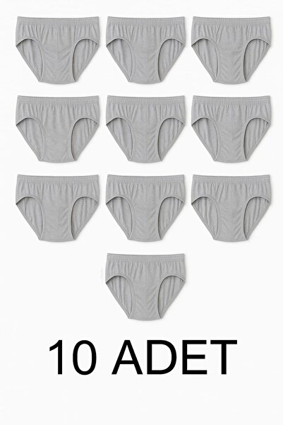 enmodaiçgiyim 10 Pieces of Cotton Gray Men's Briefs – Breathable, Comfortable Fit