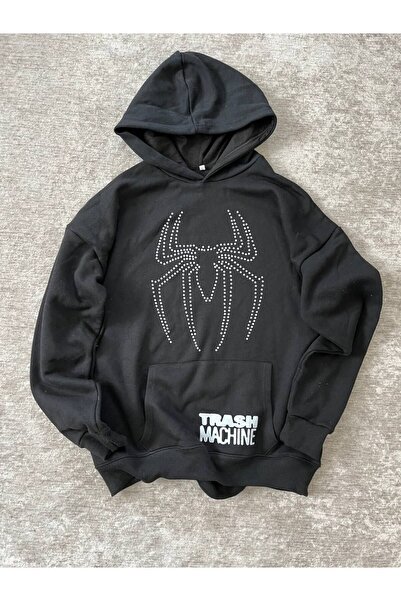 MAYDAY CULTURE Μαύρο φούτερ με τρεις κλωστές, unisex oversize με στάμπα DTF