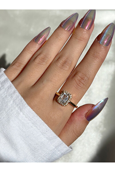 Eylülün Takısı Women's Gold Color Single Stone Ring