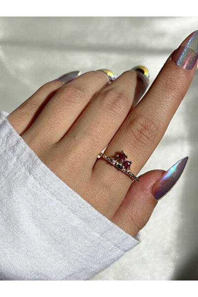 Eylülün Takısı خاتم نسائي من الحجر الذهبي اللون على شكل كرز