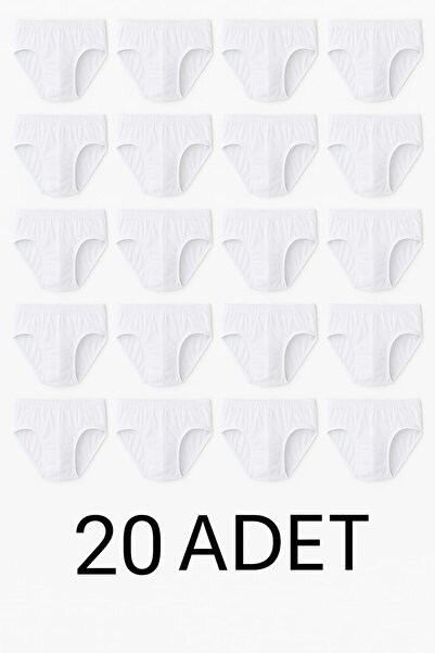 enmodaiçgiyim 20 Pieces 100% Cotton White Men's Briefs – Breathable, Comfortable Fit
