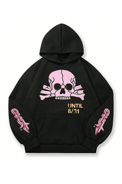 MAYDAY CULTURE Μαύρο φούτερ με τρεις κλωστές, unisex oversize με στάμπα DTF