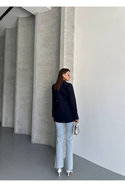 ParlaMira Kadın Dabıl Kumaş Çift Düğmeli Pens Detaylı Blazer Ceket