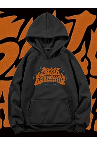 MAYDAY CULTURE Μαύρο φούτερ με τρεις κλωστές, unisex oversize με στάμπα DTF