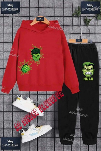 SS SİNSER Детски унисекс комплект с качулка и качулка с принт „HULK RIGHT-SID...
