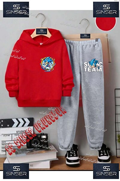 SS SİNSER Детски унисекс спортен екип с качулка и надпис „SONIC CEMBERDE SOL ...